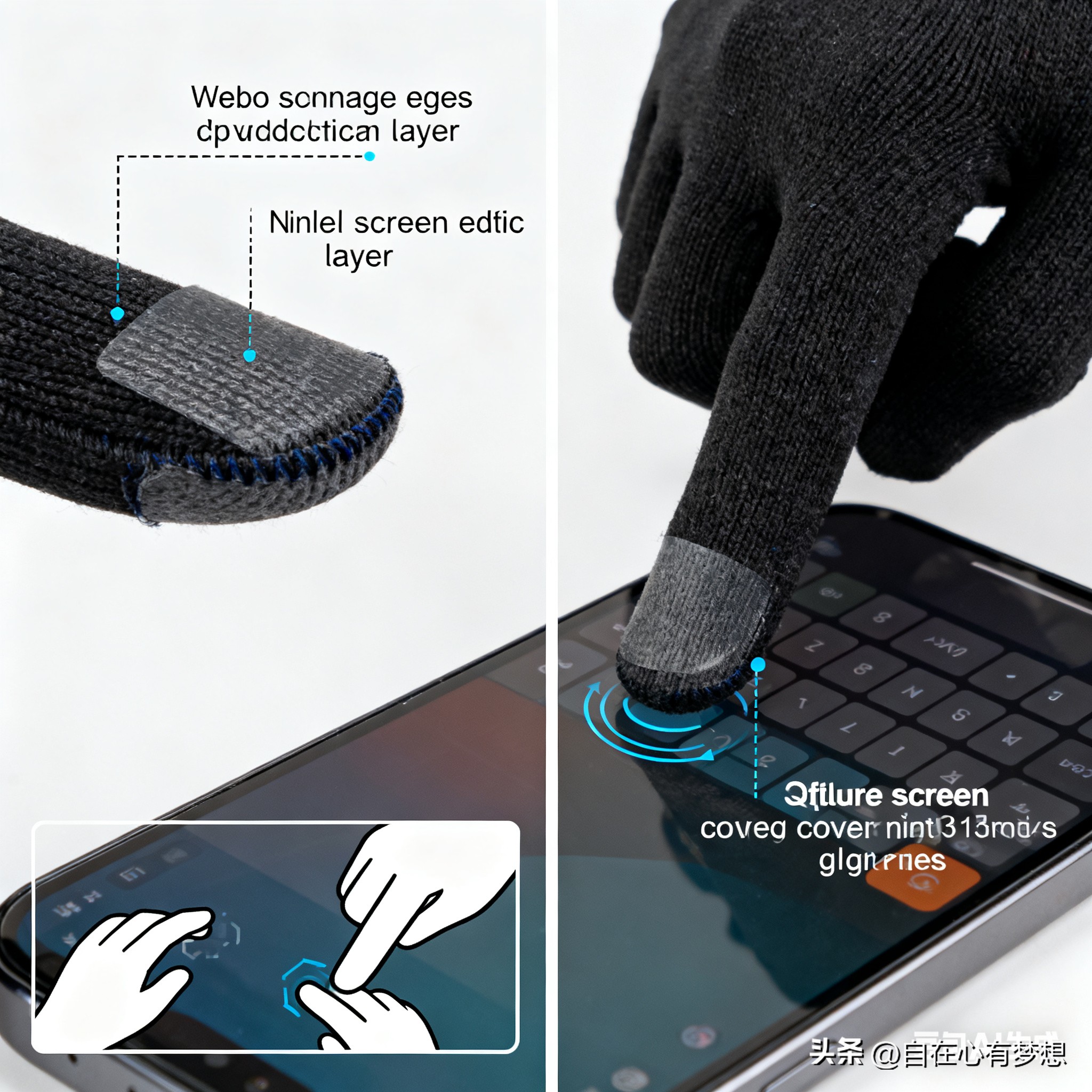 导电纱线款_冬季跑步手套_健身手套样式